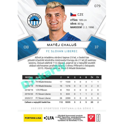 2021/22 Sportzoo Fortuna Liga Matěj Chaluš #79