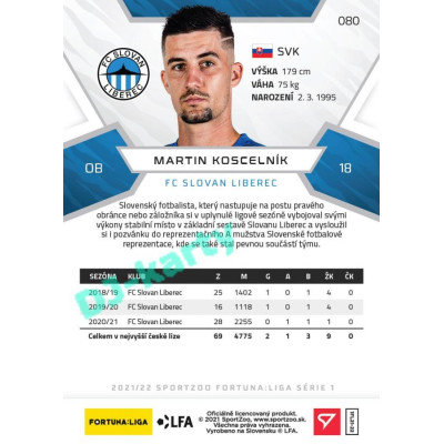 2021/22 Sportzoo Fortuna Liga Martin Koscelník #80