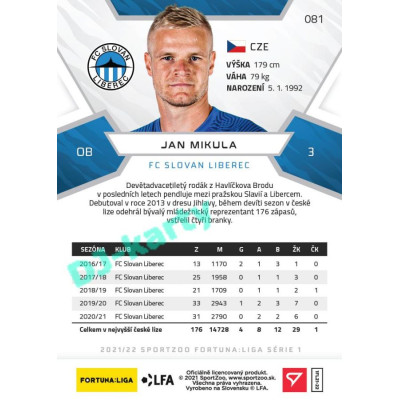 2021/22 Sportzoo Fortuna Liga Jan Mikula #81