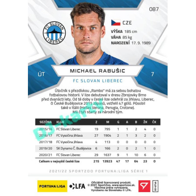 2021/22 Sportzoo Fortuna Liga Michael Rabušic #87