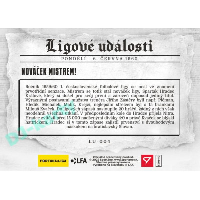 2023 Sportzoo Dekády fotbalové ligy #LU-004 Nováček mistrem Ligové události