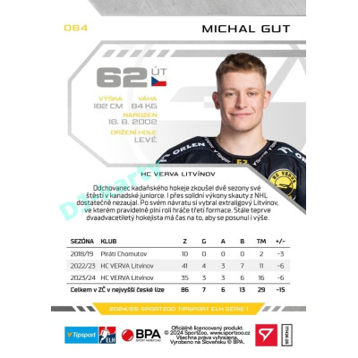 2024/25 Sportzoo ELH 1. serie #064 Michal Gut