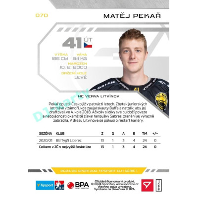 2024/25 Sportzoo ELH 1. serie #070 Matěj Pekař