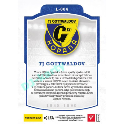 2023 Sportzoo Dekády fotbalové ligy #L-004 TJ GOTTWALDOV Vývoj klubového loga