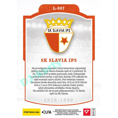 2023 Sportzoo Dekády fotbalové ligy #L-007 SK SLAVIA IPS PRAHA Vývoj klubového loga