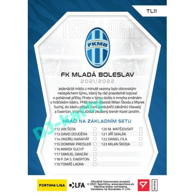 2021/22 Sportzoo Fortuna Liga FK Mladá Boleslav #TL11 Team Logo