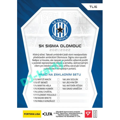 2021/22 Sportzoo Fortuna Liga SK Sigma Olomouc #TL16 Team Logo