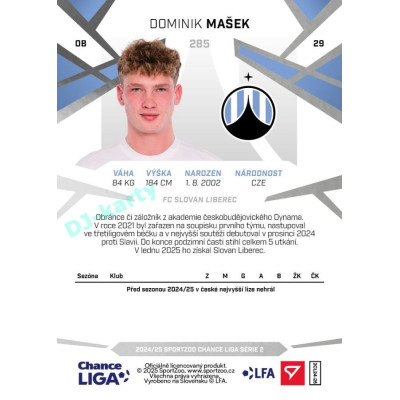 2024/25 Sportzoo Chance Liga 2. série #285 Dominik Mašek