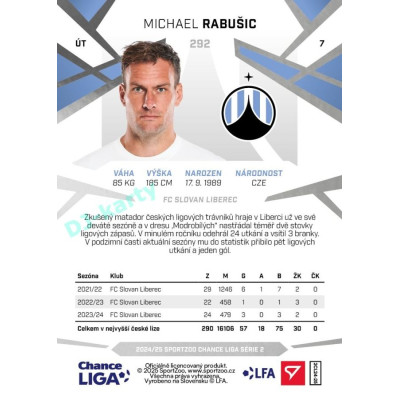 2024/25 Sportzoo Chance Liga 2. série #292 Michael Rabušic