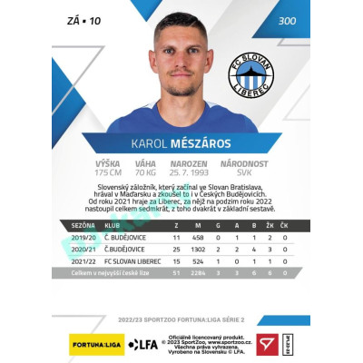 2022/23 Sportzoo Fortuna Liga 2. série #300 Karol Mészáros