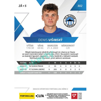 2022/23 Sportzoo Fortuna Liga 2. série #302 Denis Višinský
