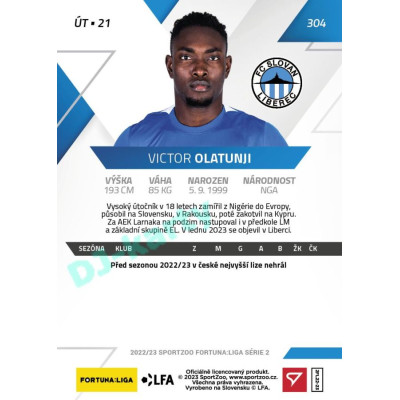 2022/23 Sportzoo Fortuna Liga 2. série #304 Victor Olatunji