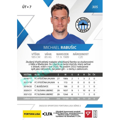 2022/23 Sportzoo Fortuna Liga 2. série #305 Michael Rabušic