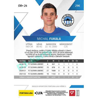 2022/23 Sportzoo Fortuna Liga 2. série #296 Michal Fukala