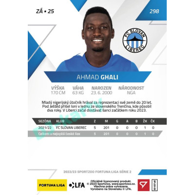 2022/23 Sportzoo Fortuna Liga 2. série #298 Ahmad Ghali