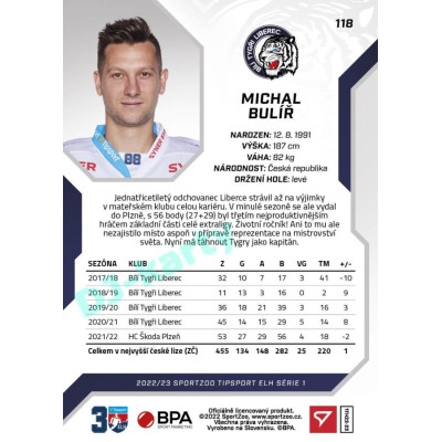 2022/23 Sportzoo ELH 1. série #118 Michal Bulíř