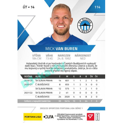 2022/23 Sportzoo Fortuna Liga 1. série #114 Mick Van Buren