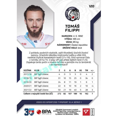 2022/23 Sportzoo ELH 1. série #120 Tomáš Filippi