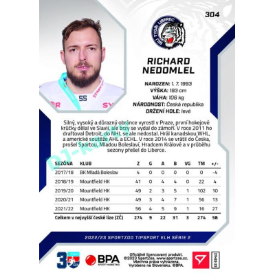 2022/23 Sportzoo ELH 2. série #304 Richard Nedomlel