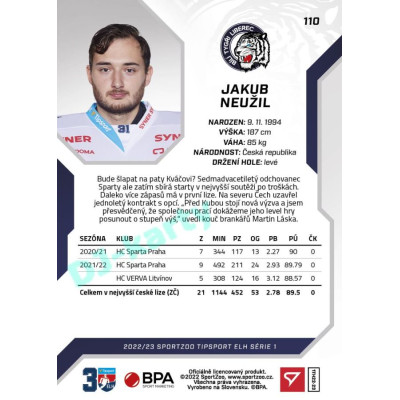 2022/23 Sportzoo ELH 1. série #110 Jakub Neužil