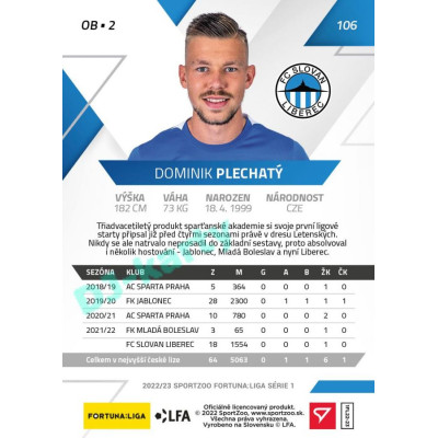 2022/23 Sportzoo Fortuna Liga 1. série #106 Dominik Plechatý