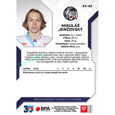2022/23 Sportzoo ELH Extended #EX-43 Mikuláš Jenčovský