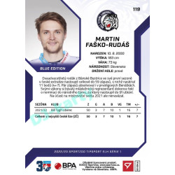 2022/23 Sportzoo ELH 1. série #119 Martin Faško-Rudáš Blue xx/99