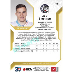 2022/23 Sportzoo ELH 1. série #115 Jan Štibingr Gold xx/19