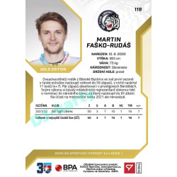 2022/23 Sportzoo ELH 1. série #119 Martin Faško-Rudáš Gold xx/19