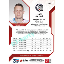 2022/23 Sportzoo ELH 1. série #125 Jan Ordoš Red xx/49