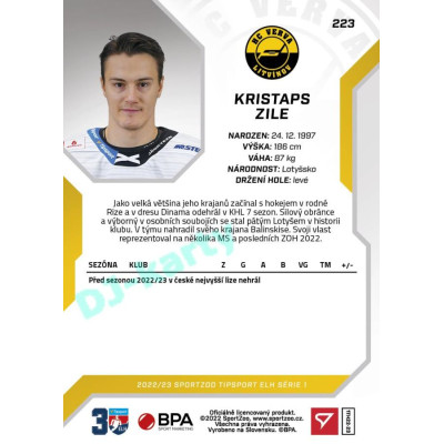 2022/23 Sportzoo ELH 1. série #223 Kristaps Zile