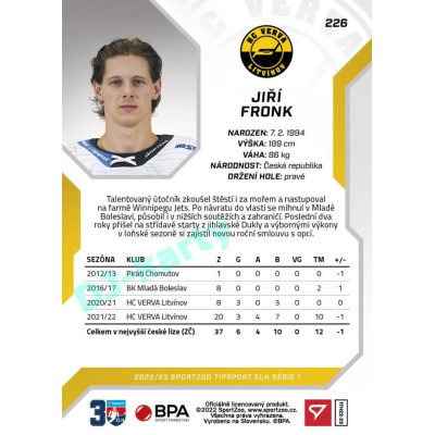 2022/23 Sportzoo ELH 1. série #226 Jiří Fronk