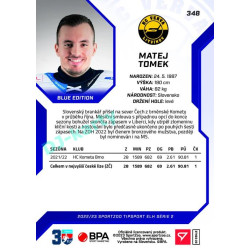 2022/23 Sportzoo ELH 2. série #348 Matej Tomek Blue xx/99