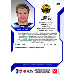 2022/23 Sportzoo ELH 2. série #351 Josh Wesley Blue xx/99