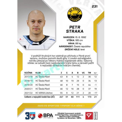2022/23 Sportzoo ELH 1. série #231 Petr Straka