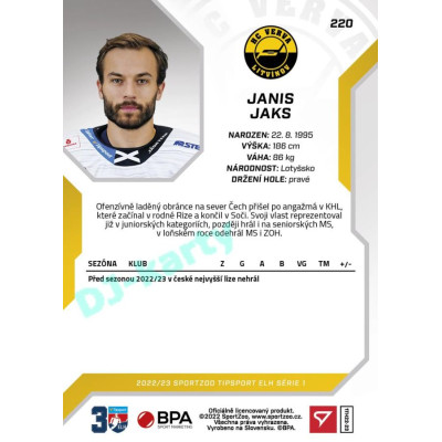 2022/23 Sportzoo ELH 1. série #220 Janis Jaks