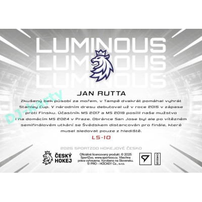2025 Sportzoo Hokejové ČESKO #LS-10 Jan Rutta Luminous