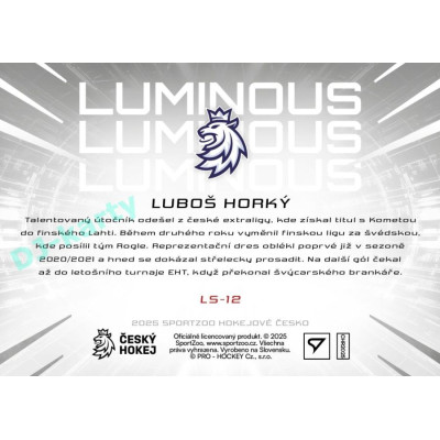 2025 Sportzoo Hokejové ČESKO #LS-12 Luboš Horký Luminous