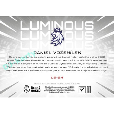 2025 Sportzoo Hokejové ČESKO #LS-24 Daniel Voženílek Luminous