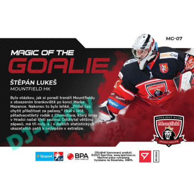 2021/22 Sportzoo TIPSPORT ELH Štěpán Lukeš #MG-07 Magic of the GOALIE