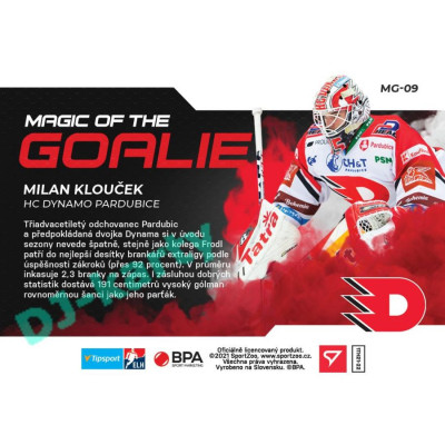 2021/22 Sportzoo TIPSPORT ELH Milan Klouček #MG-09 Magic of the GOALIE