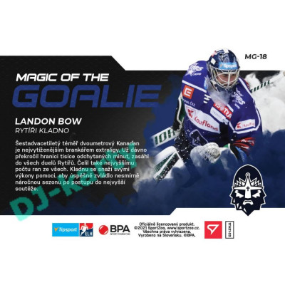 2021/22 Sportzoo TIPSPORT ELH Landon Bow #MG-18 Magic of the GOALIE