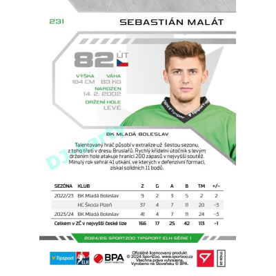 2024/25 Sportzoo ELH 1. serie #231 Sebastián Malát