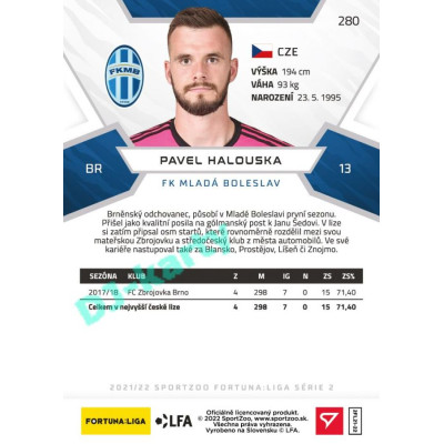 2021/22 Sportzoo Fortuna Liga 2. série #280 Pavel Halouska