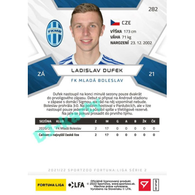 2021/22 Sportzoo Fortuna Liga 2. série #282 Ladislav Dufek