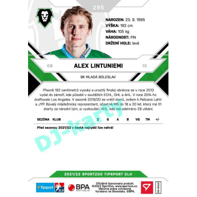 2021/22 Sportzoo TIPSPORT ELH 2. série #295 Alex Lintuniemi