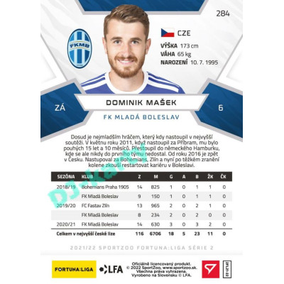 2021/22 Sportzoo Fortuna Liga 2. série #284 Dominik Mašek