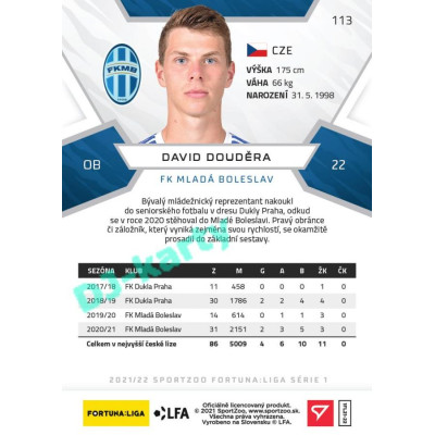 2021/22 Sportzoo Fortuna Liga David Douděra #113