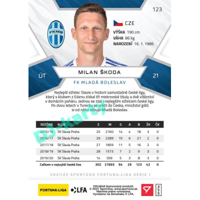 2021/22 Sportzoo Fortuna Liga Milan Škoda #123