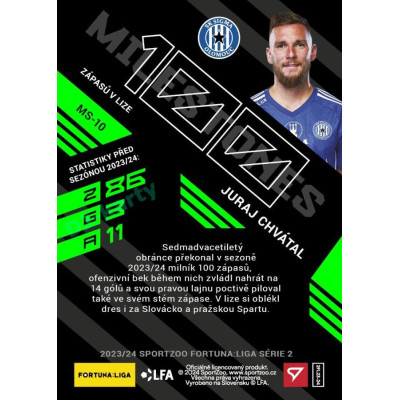 2023/24 Sportzoo Fortuna Liga 2. série #MS-10 Juraj Chvátal Milestones